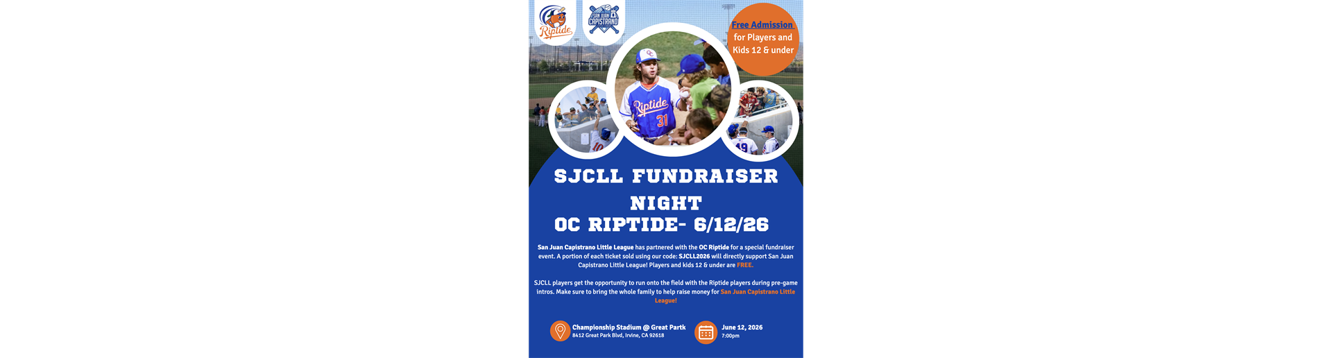 Join Us for SJCLL Night at the Ballpark!